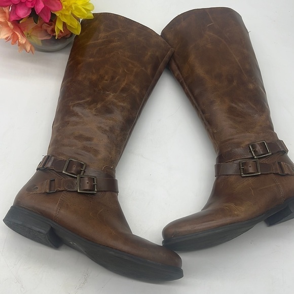 Mattise Britain Brown Talk Leather Riding Boots size 8 Wide Calf TB4049A - Picture 1 of 14